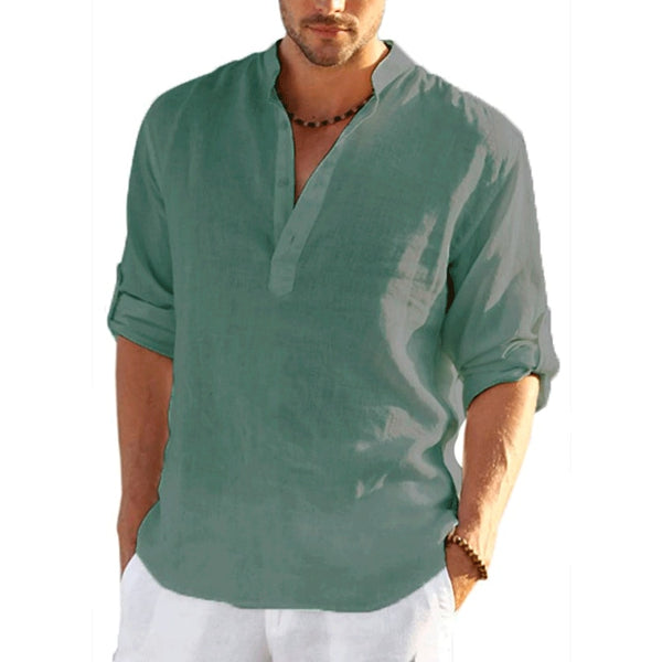 Casual  Long Sleeve Cotton Linen Shirt Tops Size S-5XL