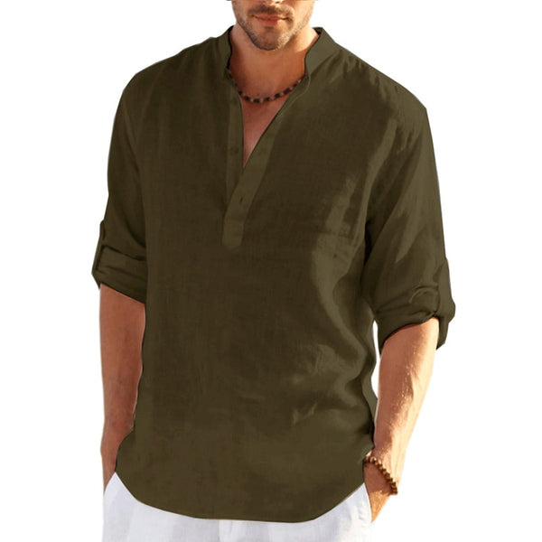 Casual  Long Sleeve Cotton Linen Shirt Tops Size S-5XL
