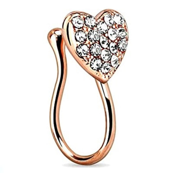 1Piece Stainless Steel Heart Clip On Nose Ring.