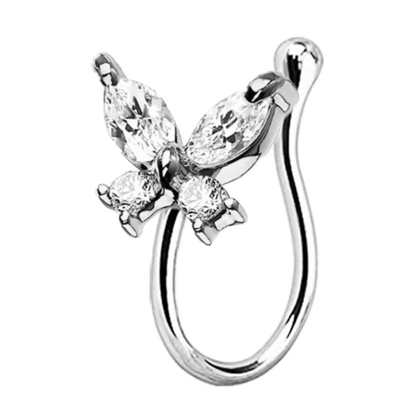 1Piece Stainless Steel Heart Clip On Nose Ring.