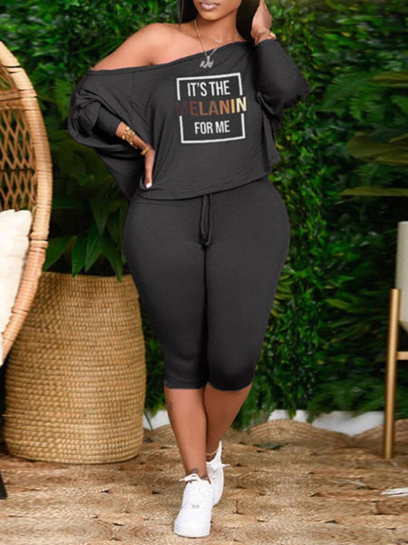Plus Size Queen Pink Gradient Letter Print Pants Set.