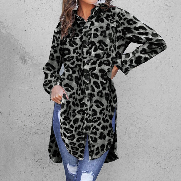 WhiteLapel Asymmetrical Split Long Tunic Tops Casual Oversize Blouses