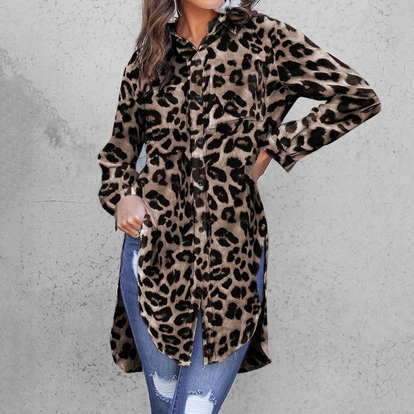 WhiteLapel Asymmetrical Split Long Tunic Tops Casual Oversize Blouses