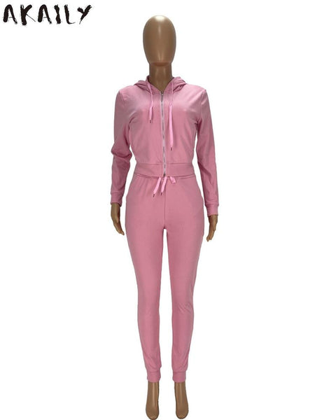 Two Pieces Set Fall Long Sleeve Hoodies And Pants Sets