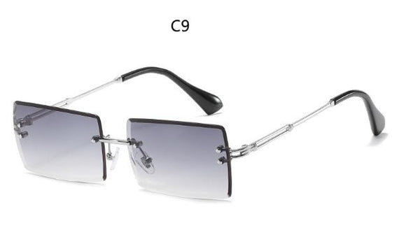 Small Square Rimless Rectangle Sunglasses.