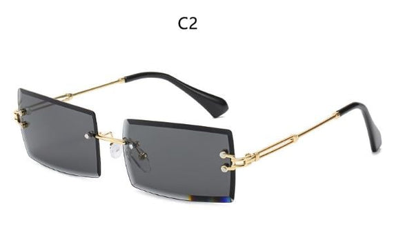 Small Square Rimless Rectangle Sunglasses.