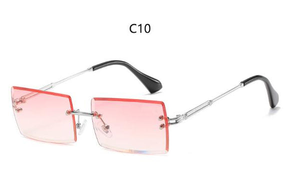 Small Square Rimless Rectangle Sunglasses.