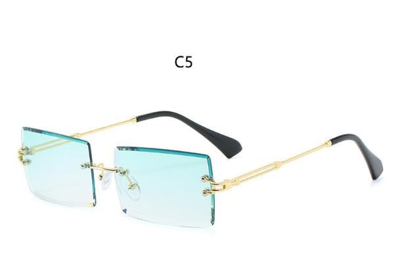 Small Square Rimless Rectangle Sunglasses.