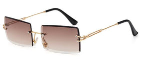 Small Square Rimless Rectangle Sunglasses.