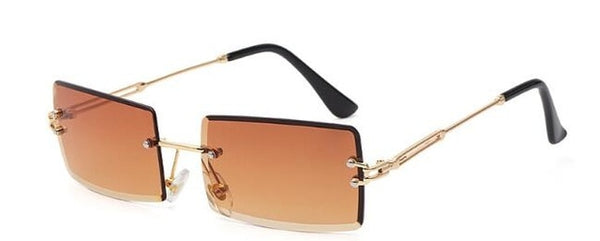 Small Square Rimless Rectangle Sunglasses.